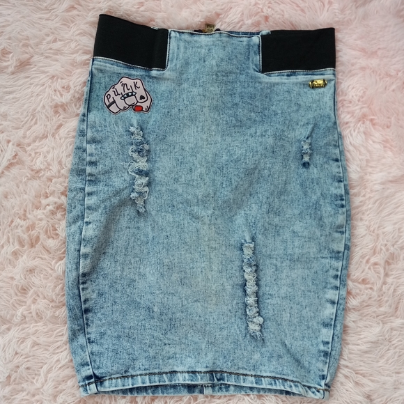 Nicki Minaj retro 80s aesthetic acid washed custom punk skirt- SOLD@hosted store - Picture 3 of 16